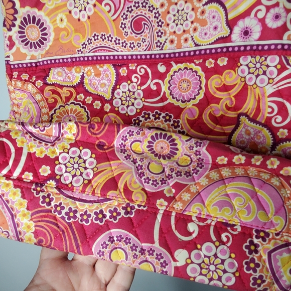 Retired Vera Bradley Raspberry Fizz 2008 Medium Button Tote And Zip Wallet Lot - Picture 6 of 10
